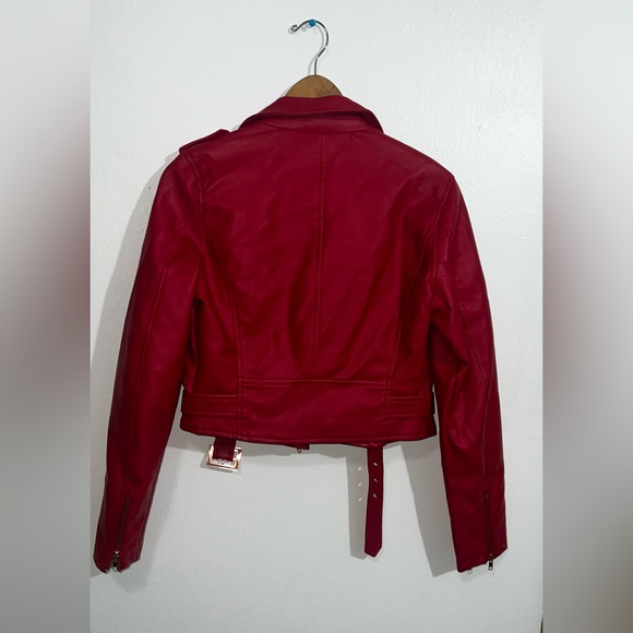 Ashley By 26 International Vibrant Red Leather Jacket - Picture 2 of 3